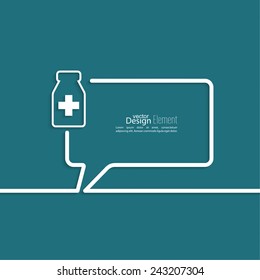 Abstract background with Speech Bubbles symbol. Outline. Medicine bottle, prescription