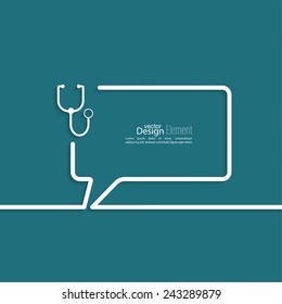 Abstract background with Speech Bubbles symbol. Outline. stethoscope, diagnosis and treatment