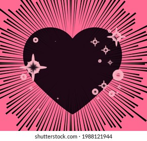 Abstract background with speed lines and heart. Vector hand-drawn design template for manga and comic book design.