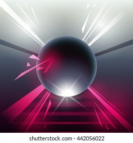 Abstract background with Sphere. 80s Retro Sci-Fi VHS. Vector EPS10