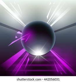 Abstract background with Sphere. 80s Retro Sci-Fi VHS. Vector EPS10