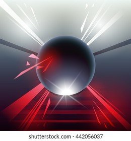 Abstract background with Sphere. 80s Retro Sci-Fi VHS. Vector EPS10
