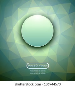 Abstract background sphere on green polygons texture, vector illustration 
