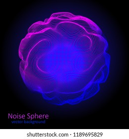 Abstract background of sphere of points noise. Technology digital of data points. Futuristic spherical waveform.