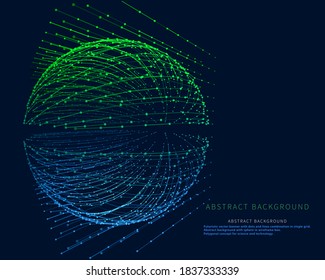 Resumen de fondo con esfera en líneas de trama. Concepto poligonal para la ciencia y la tecnología. Banner futurista con combinación de puntos y líneas en una sola rejilla. Grandes datos.