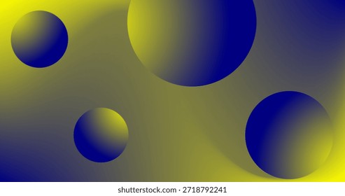Abstract background with spheres in blue and yellow Gradient colors for Copy Space