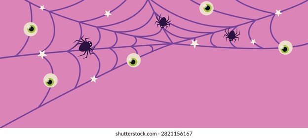 Abstract background with spider web, Scary spiderweb of Halloween with evil eye decoration.