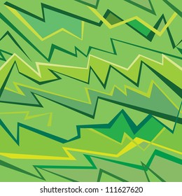 Abstract background with spikes and zigzag line pattern.  lightning  green background