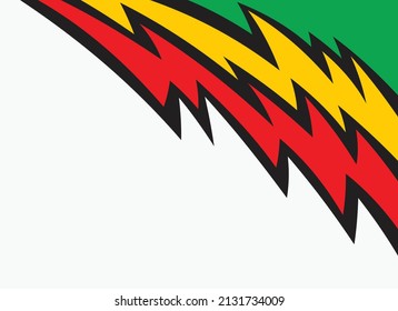 Abstract background with spikes and zigzag pattern and with Jamaican color theme