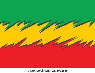 Abstract background with spikes and zigzag pattern and with Jamaican color theme