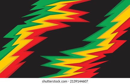 Abstract background with spikes and zigzag pattern and with Jamaican color theme