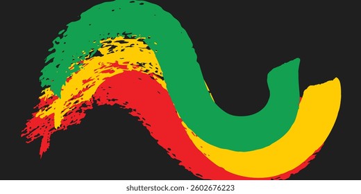 Abstract background with spikes and zigzag pattern and with Jamaican color theme