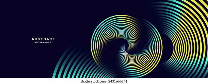 Abstract background with spiral circle lines, technology futuristic template. Vector illustration.