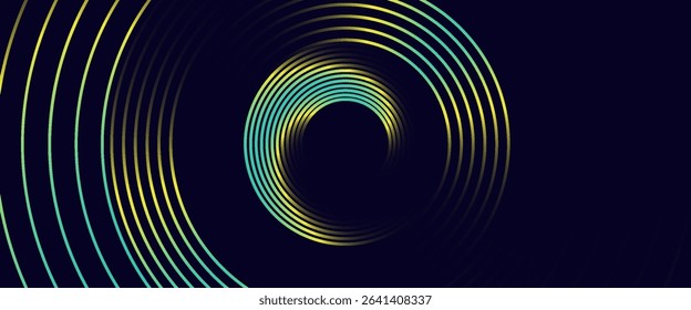 Abstract background with spiral circle lines, technology futuristic template. Vector illustration.
