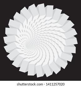 Abstract background. Spiral ornament from rectangles. Vector illustration