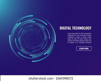 Abstract background, spiral whirlpool data flow circulation neon dark ultraviolet