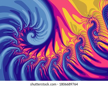 Abstrakter Hintergrund. Abstrakte Spiralen. Schöner Hintergrund für Grußkarten, Flyer, Einladung, Poster, Broschüre, Banner, Kalender. Fractal. Vektorgrafik-Stockdesign. EPS10.