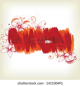 Abstract background with splash and floral elements