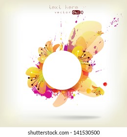 Abstract background with splash and floral elements