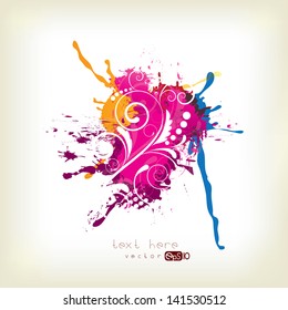Abstract background with splash and floral elements