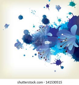 Abstract background with splash and floral elements