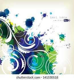 Abstract background with splash and floral elements