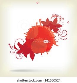 Abstract background with splash and floral elements