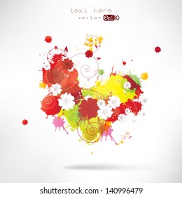 Abstract background with splash and flowers