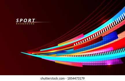 Forma dinámica para el fondo del gradiente deportivo. Diseño colorido de líneas luminosas. Ilustración del vector