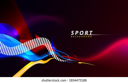 Forma dinámica para el fondo del gradiente deportivo. Diseño colorido de líneas luminosas. Ilustración del vector