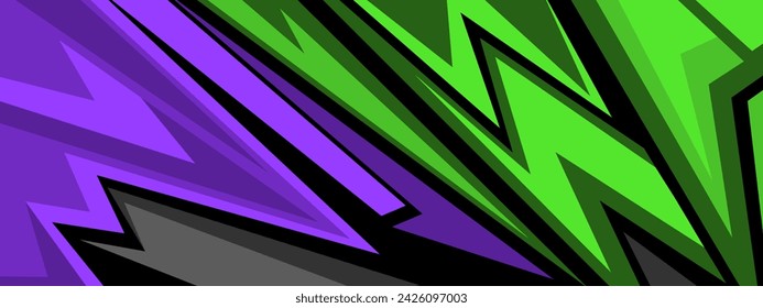 Abstract background for sports racing premium vector puprle green design. Wide Banner Design Background