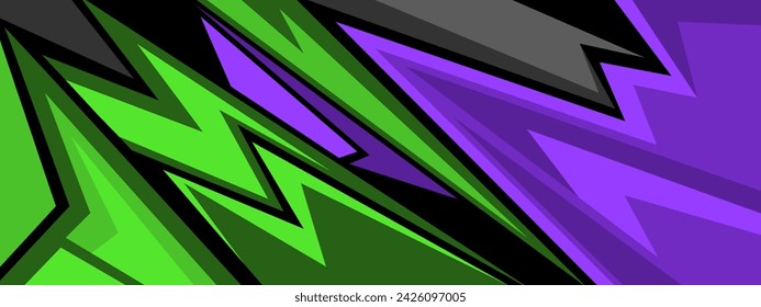 Abstract background for sports racing premium vector puprle green design. Wide Banner Design Background