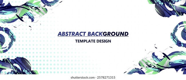 Abstract Background Sporty Style and Halftone Effect. Brush Stroke Illustration for Banner, Poster. Template Background Vector and Scratch Texture Elements For Design 