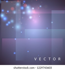 Abstract background with spots of light and geometric shapes. Light circles, bokeh. Vector