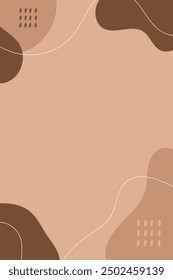 Abstract background with spots and lines in beige coffee colors. Flat vector illustration.