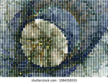 Abstract background. Spotted halftone effect. Dots, circles. Vector clip art