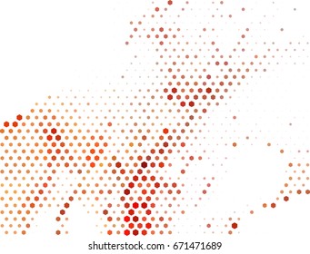 Abstract background. Spotted orange halftone effect. Vector clip art