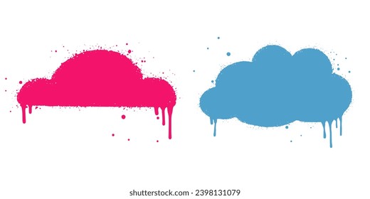 Abstrakter Hintergrund. Graffiti-Cloud-Symbol in Spritzlackierung. Spray Paint Vector Element einzeln auf weißem Hintergrund. Vektorgrafik