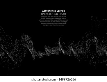 Abstract background with sprayed particles. Fluctuations in geometric shapes in space. Propagation of waves and vibrations in the environment.