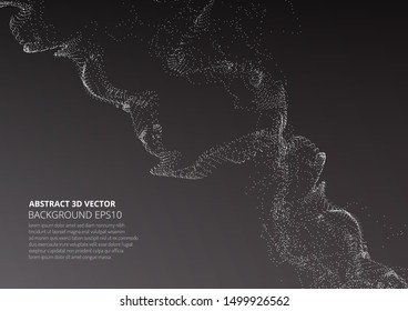 Abstract background with sprayed particles. Fluctuations in geometric shapes in space. Propagation of waves and vibrations in the environment.