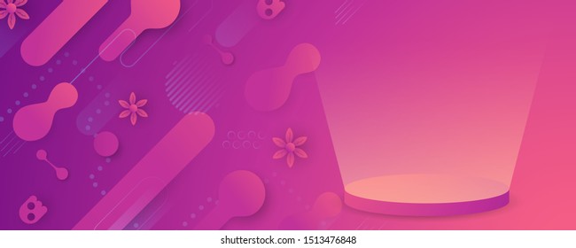 Abstract background for spring season. Template design in long banner style with new trend of gradient. Vector illustration for cover, discount promotion, advertisement.