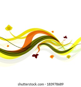 Abstract background | spring wave lines with leaves