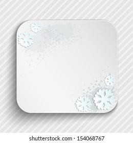abstract background with a square card and snowflakes for your text