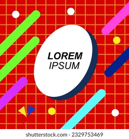 Abstrakte quadratische Hintergrundkarte mit verschiedenen geometrischen Formen und Textraum. Viereckige Tapete mit geometrischem Stil.