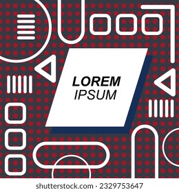 Abstrakte quadratische Hintergrundkarte mit verschiedenen geometrischen Formen und Textraum. Viereckige Tapete mit geometrischem Stil.
