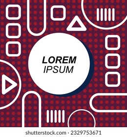 Abstrakte quadratische Hintergrundkarte mit verschiedenen geometrischen Formen und Textraum. Viereckige Tapete mit geometrischem Stil.