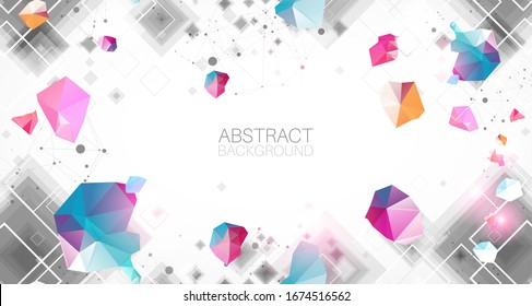 Abstract background with square pattern. Plexus effect.