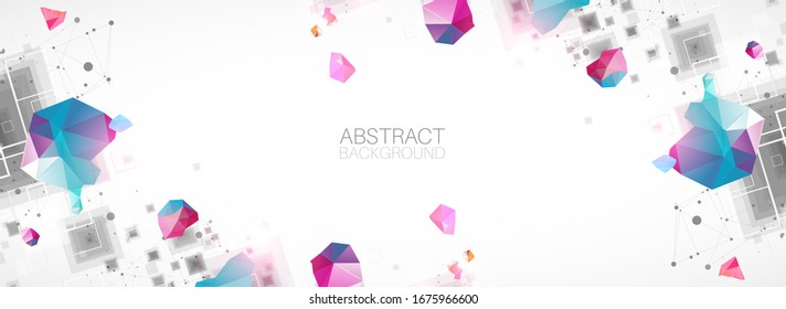 Abstract background with square pattern. Plexus effect.