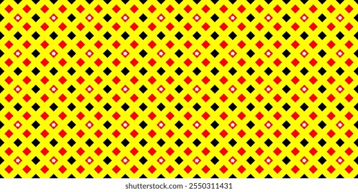 Abstract background, square pattern, red, black, yellow and white stars