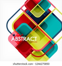 Abstrakter Hintergrund, geometrische Zusammensetzung quadratischer Formen, Vektorgrafik